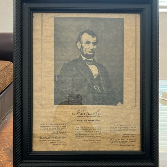 Framed Abraham Lincoln Portrait